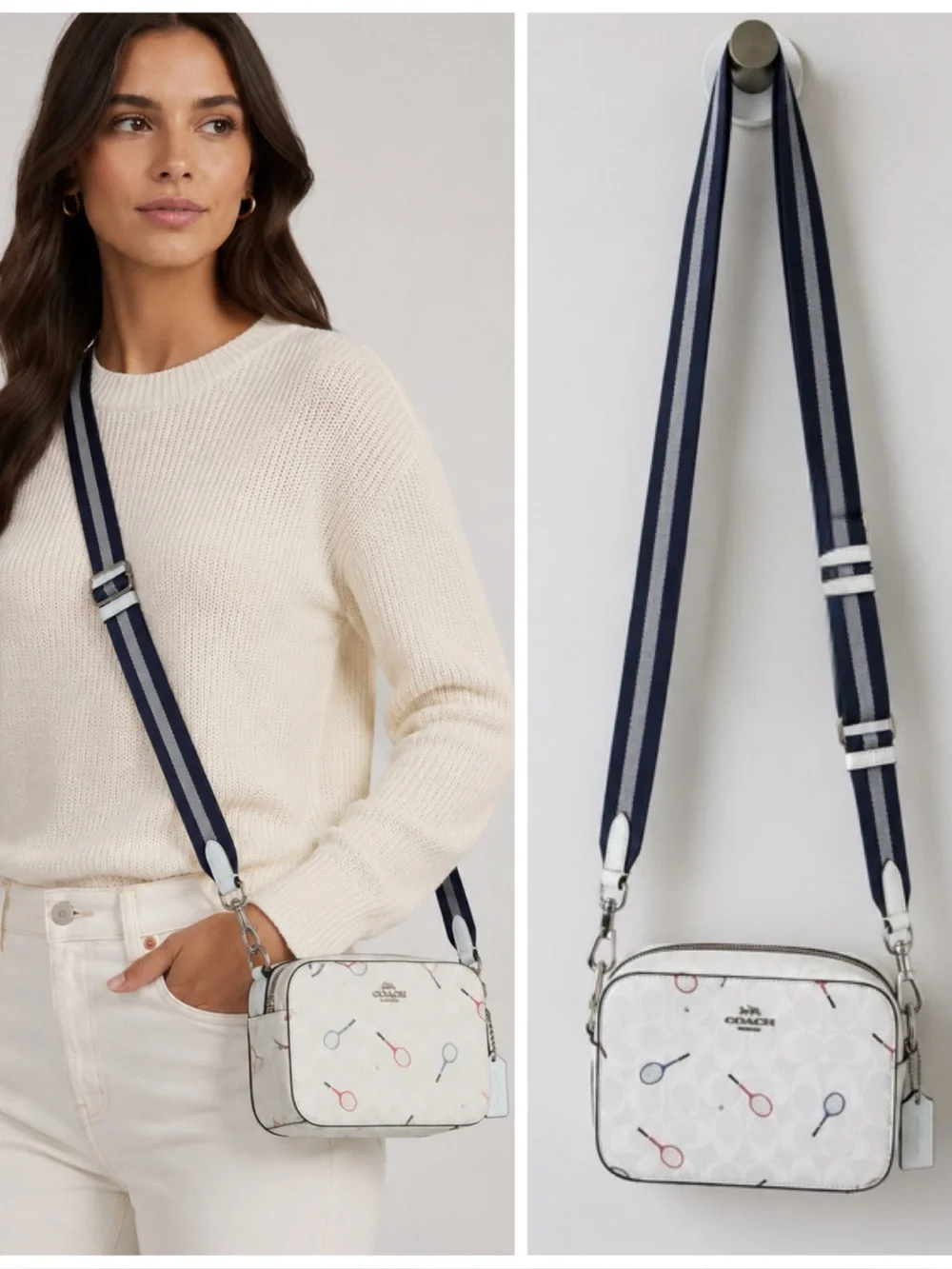 Coach Leather Camera Crossbody Bag Tennis Rackets